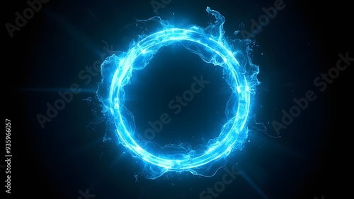 Glowing Blue Energy Ring on Dark Background