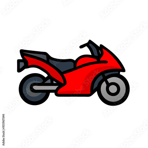 Sleek and Powerful Motorcycle Parked on an Open Road, Ready for Adventure