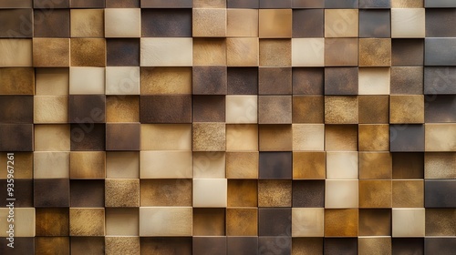 Abstract Wooden Texture With Square Tiles Background.