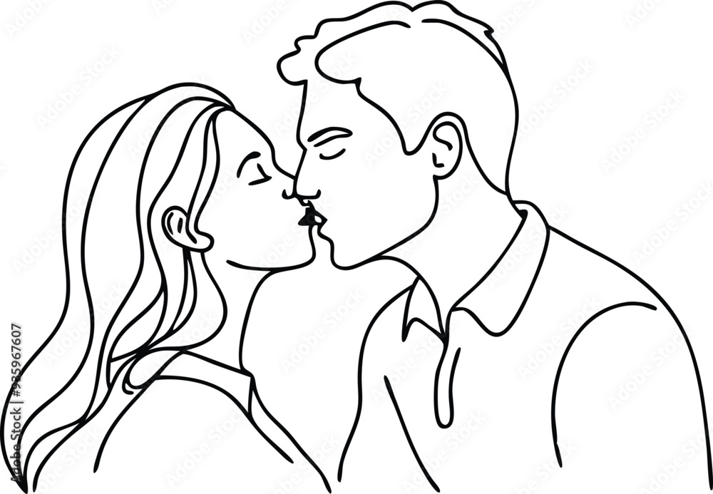couple kissing line art illustration black and white couple kissing line art illustration black and white