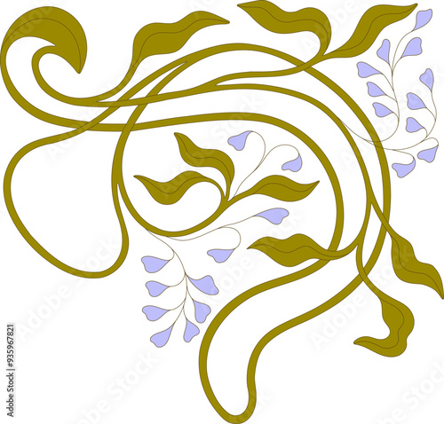 Art Nouveau floral element. Decorative element. Vector.