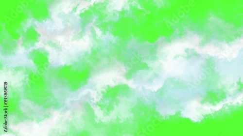 White clouds animation green screen. Looping video.

