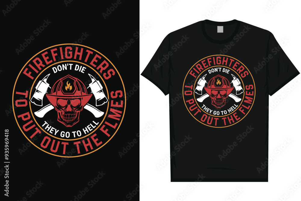 Fototapeta premium Best firefighter fireman typography tshirt design