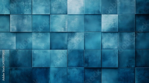 checkered pattern, blue tones, varying shades of blue, light and dark squares, textured background, vintage paper effect, grunge texture, geometric design.