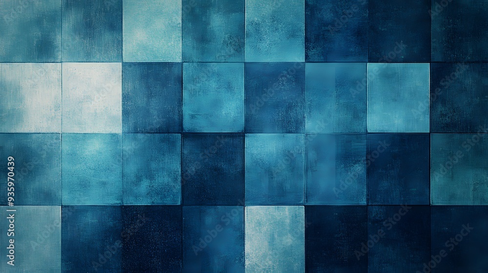 checkered pattern, blue tones, varying shades of blue, light and dark squares, textured background, vintage paper effect, grunge texture, geometric design. checkered pattern, blue tones, varying shades of blue, light and dark squares, textured background, vintage paper effect, grunge texture, geometric design.