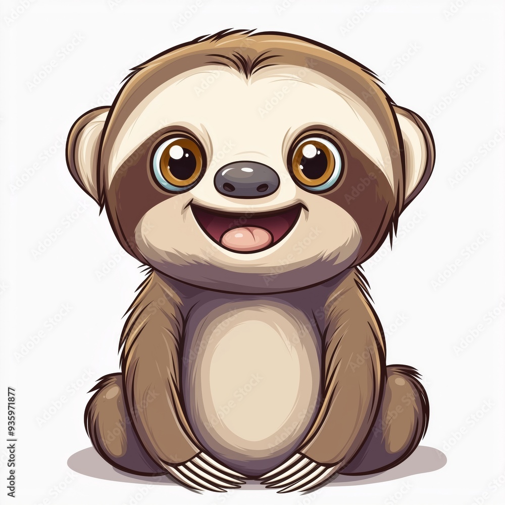 Obraz premium An Adorable Cartoon Sloth Character with a Cheerful Smile