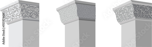 crown molding set illustration isolated on transparent background