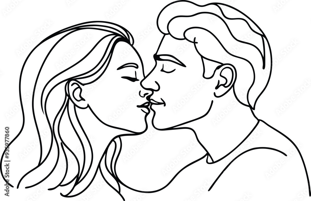 couple kissing line art illustration black and white couple kissing line art illustration black and white