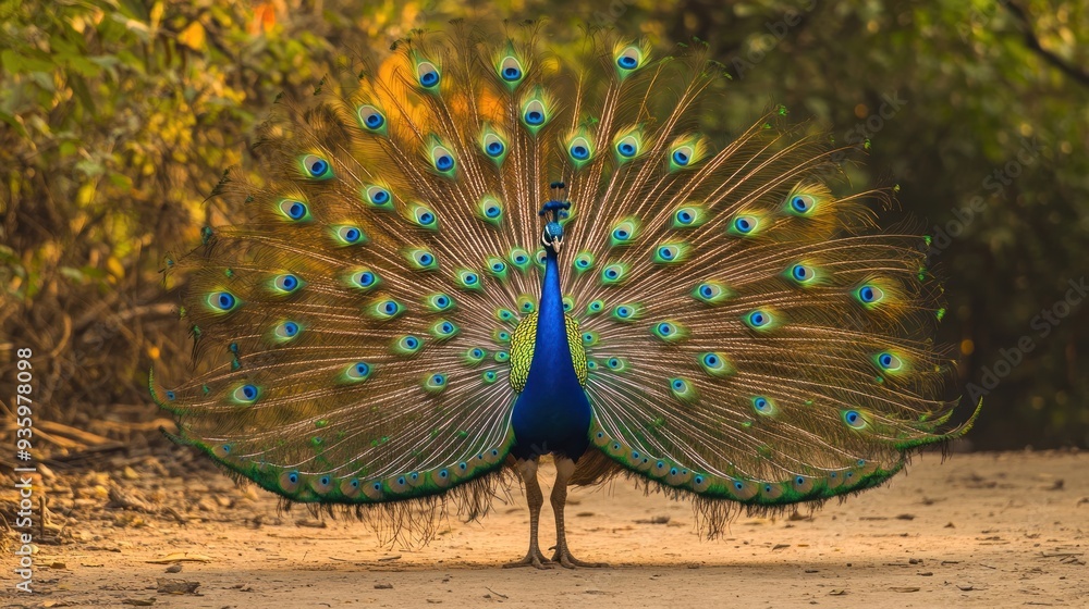 Obraz premium Peacock Displaying Its Stunning Plumage