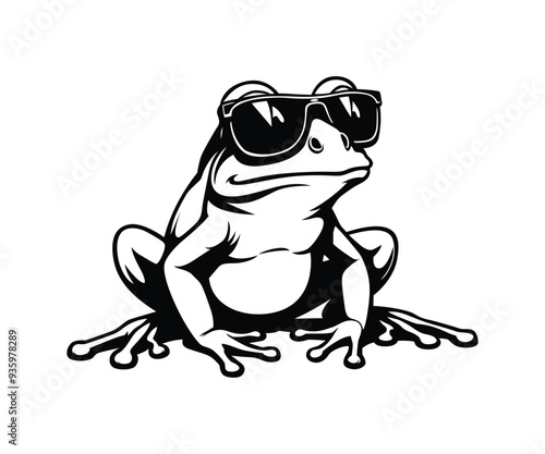 Cool frog with sunglass vector