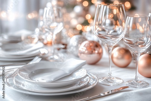 Elegant table setting in restaurant. Selective focus. 