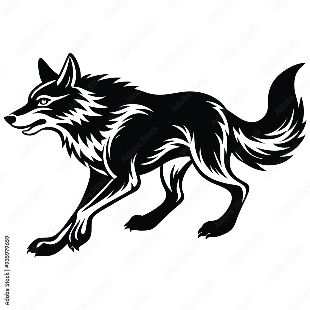 Wolf Vector Silhouette design png on white background, Animal Vector Wolf Vector Silhouette design png on white background, Animal Vector