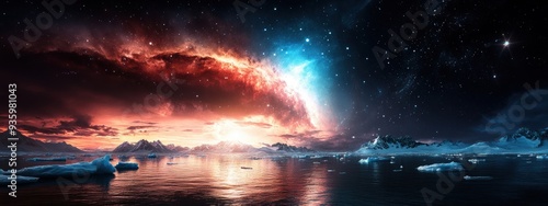 Wallpaper Mural Polar display above icebergs, night sky filled with stars, realistic, high resolution --ar 8:3 --style raw --personalize pyz3xwv --stylize 250 --v 6.1 Job ID: d2f9b6f9-ca84-435d-9b83-7d8b2af1ba0a Torontodigital.ca