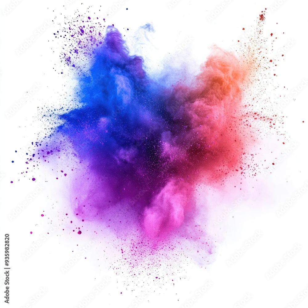 Abstract powder splatted background. Colorful powder explosion on white background. Colored cloud. Colorful dust explode. Indian festival Holi - Abstract powder splatted background. Colorful powder explosion on white background. Colored cloud. Colorful dust explode. Indian festival Holi -