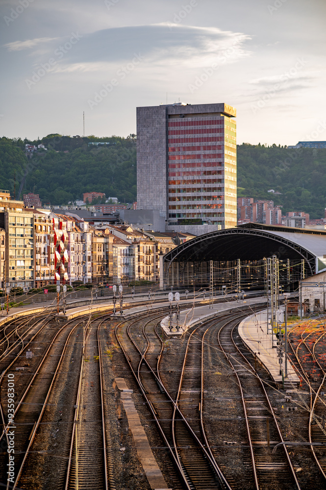 Fototapeta premium Bilbao railway station in the sunset