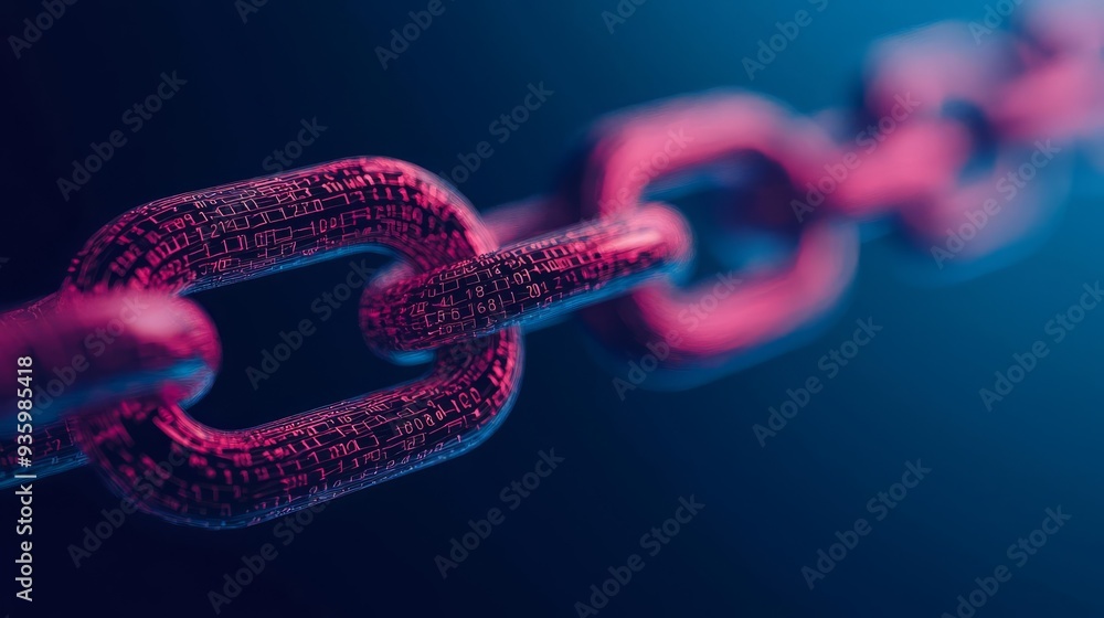 Detailed close-up of a glowing chain link, highlighting the intricate design and texture against a dark background. Detailed close-up of a glowing chain link, highlighting the intricate design and texture against a dark background.
