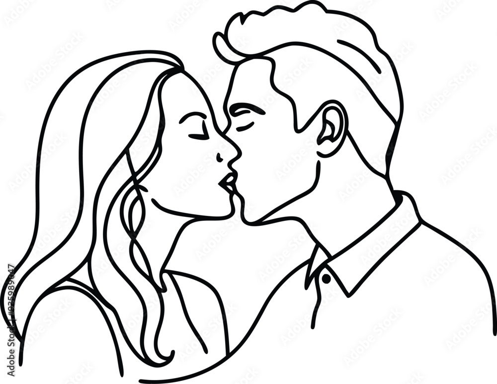 couple kissing line art illustration black and white couple kissing line art illustration black and white