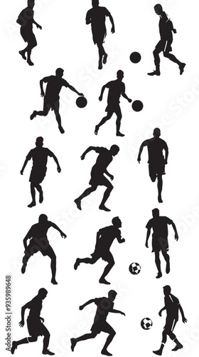 Wallpaper Mural soccer player silhouette illustration. vector set of football (soccer) players  Torontodigital.ca