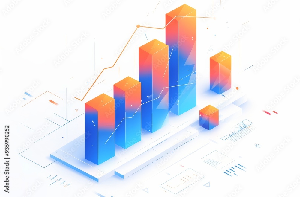 Stock Market Charts with Blue and Red Gradient Color Blocks on a White Background Stock Market Charts with Blue and Red Gradient Color Blocks on a White Background