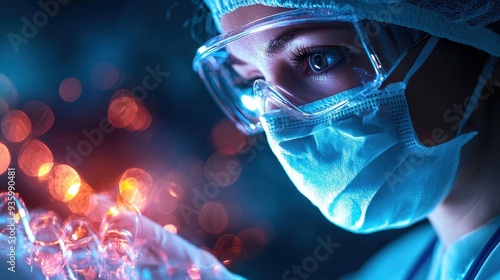 Hospital oncology nurse in silhouette administering chemotherapy