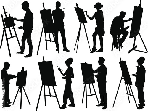 Drawing artist silhouette