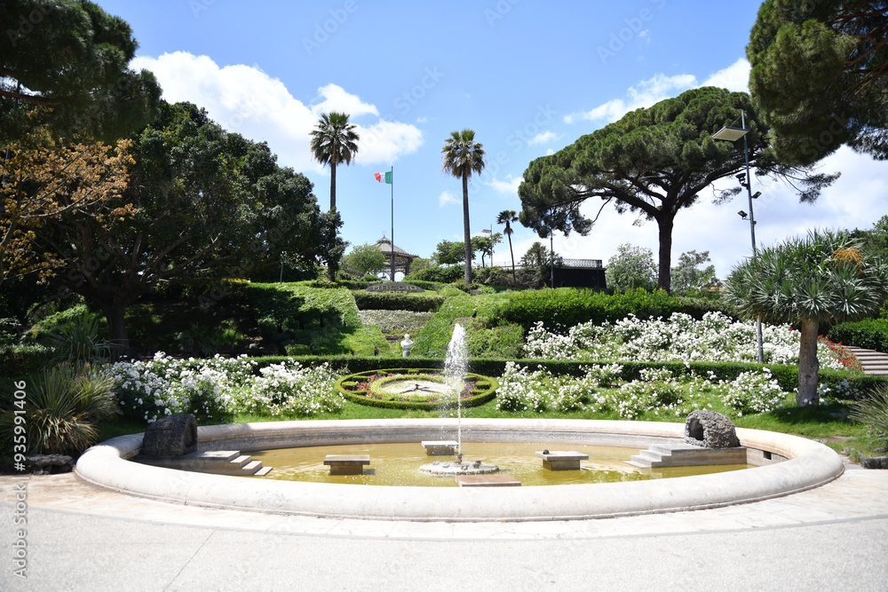 Tropical garden with a fountain Tropical garden with a fountain