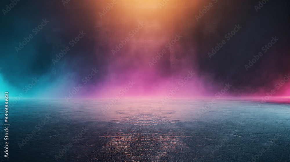 A dark, smoky, and colorful background with a blue sky A dark, smoky, and colorful background with a blue sky