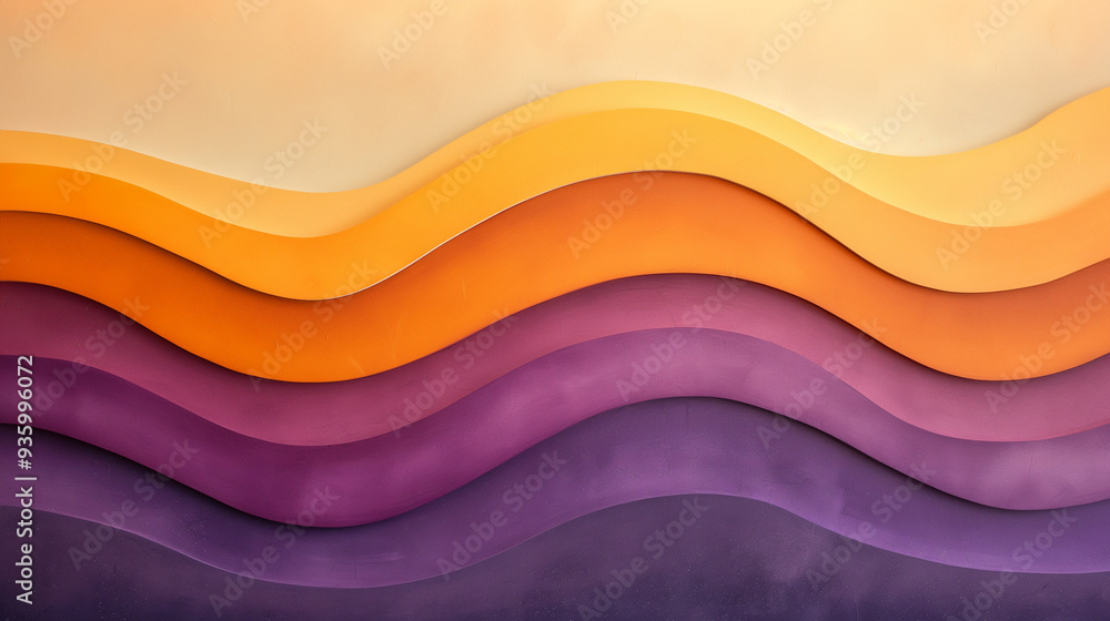 A series of orange and purple stripes are painted on a wall A series of orange and purple stripes are painted on a wall