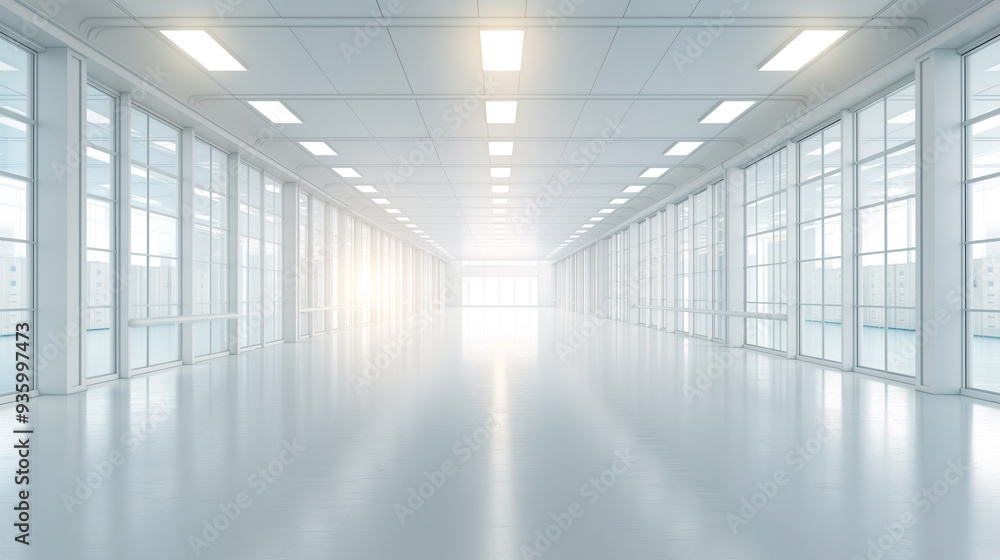 A large, empty room with a lot of windows A large, empty room with a lot of windows