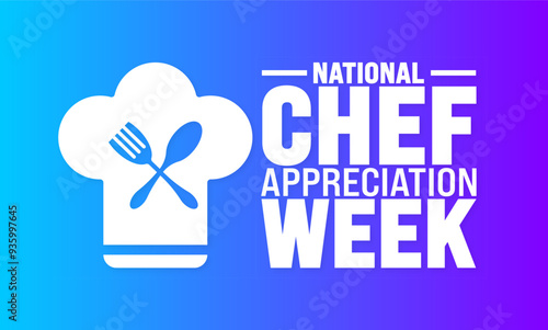 National Chef Appreciation Week is observed every year in September. Holiday concept. Template for background, banner, card, poster, placard, design template with unique shapes with standard color.
