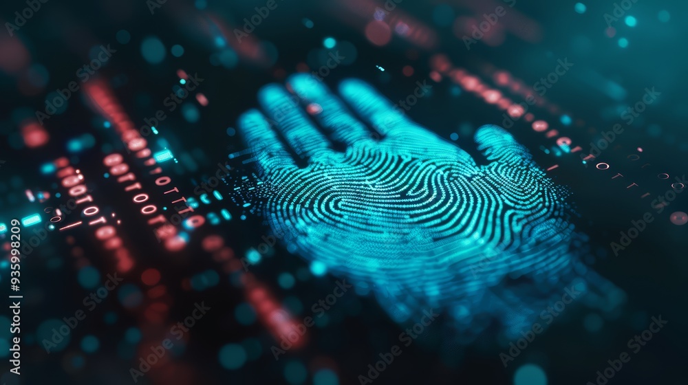 Digital Fingerprint Security Scan with Binary Code Digital Fingerprint Security Scan with Binary Code
