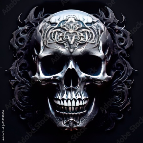 the AI Image Generator, skull on black