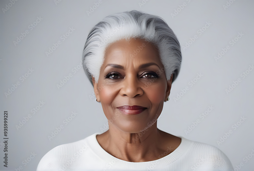 portrait senior black woman grey hair white background portrait senior black woman grey hair white background