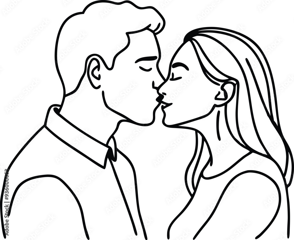 couple kissing line art illustration black and white couple kissing line art illustration black and white