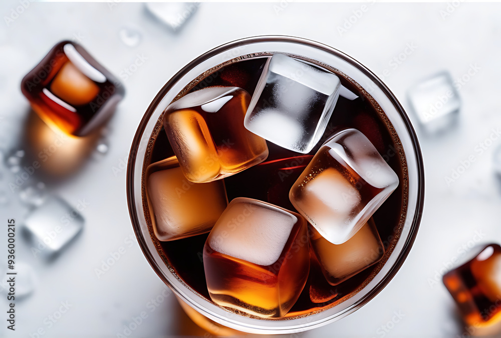 cola glass ice cubes viewed white background cola glass ice cubes viewed white background