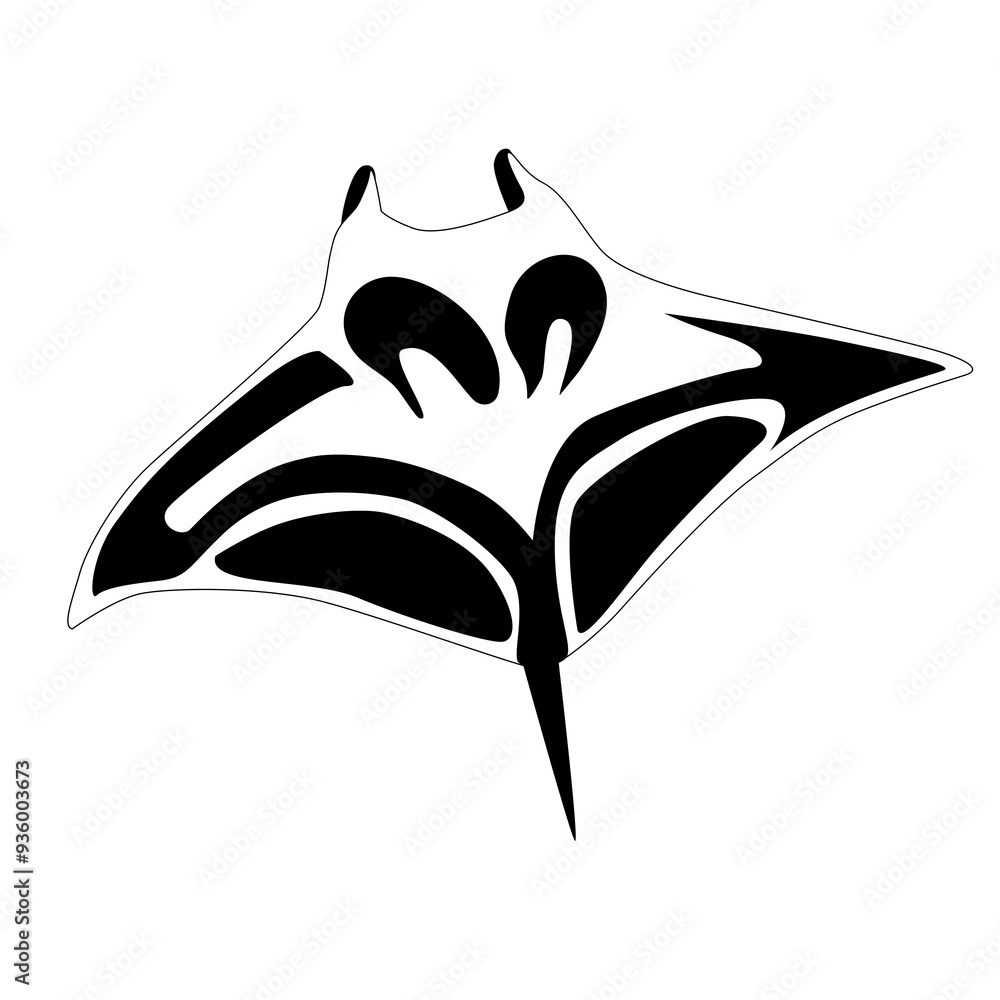 Spotted eagle ray, stingray, manta ray. Vector stock illustration. isolated on a white background. Manta ray outlined Spotted eagle ray, stingray, manta ray. Vector stock illustration. isolated on a white background. Manta ray outlined