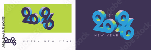 2026 new year design with unique number and circle as basic concept. Happy new year 2026 3D modern design template