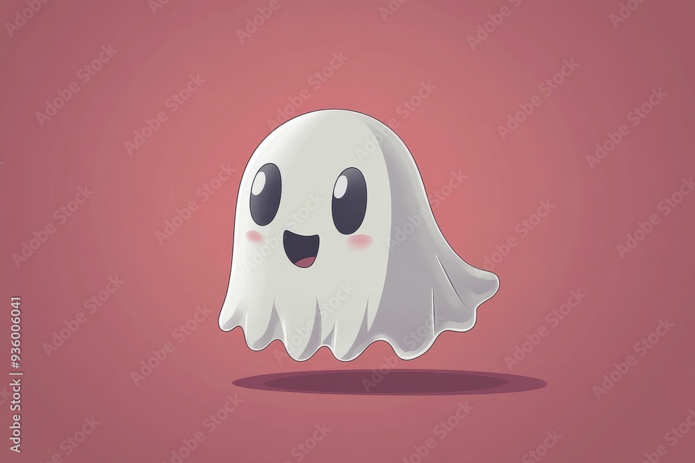 Cute cartoon ghost character with large eyes against a soft background representing Halloween themes and playful designs Cute cartoon ghost character with large eyes against a soft background representing Halloween themes and playful designs