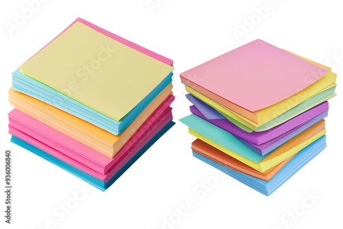 Many colored sticky notes isolated on white, sticky note design concept.