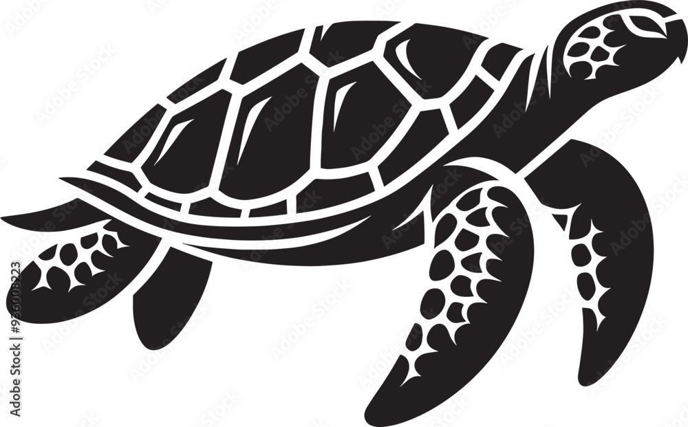 Fototapeta premium Sea turtle silhouette illustration isolated on a white background
