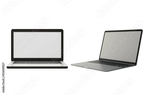 Laptops mockup with blank white screen for your design isolate on white background, digital display concept.