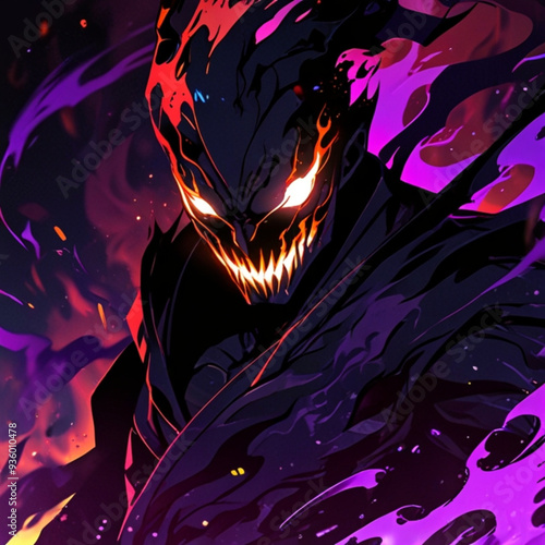 background with fire A dark  shadowy 