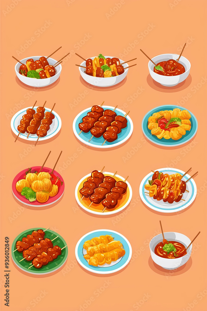 Illustration of a vector satay food Illustration of a vector satay food