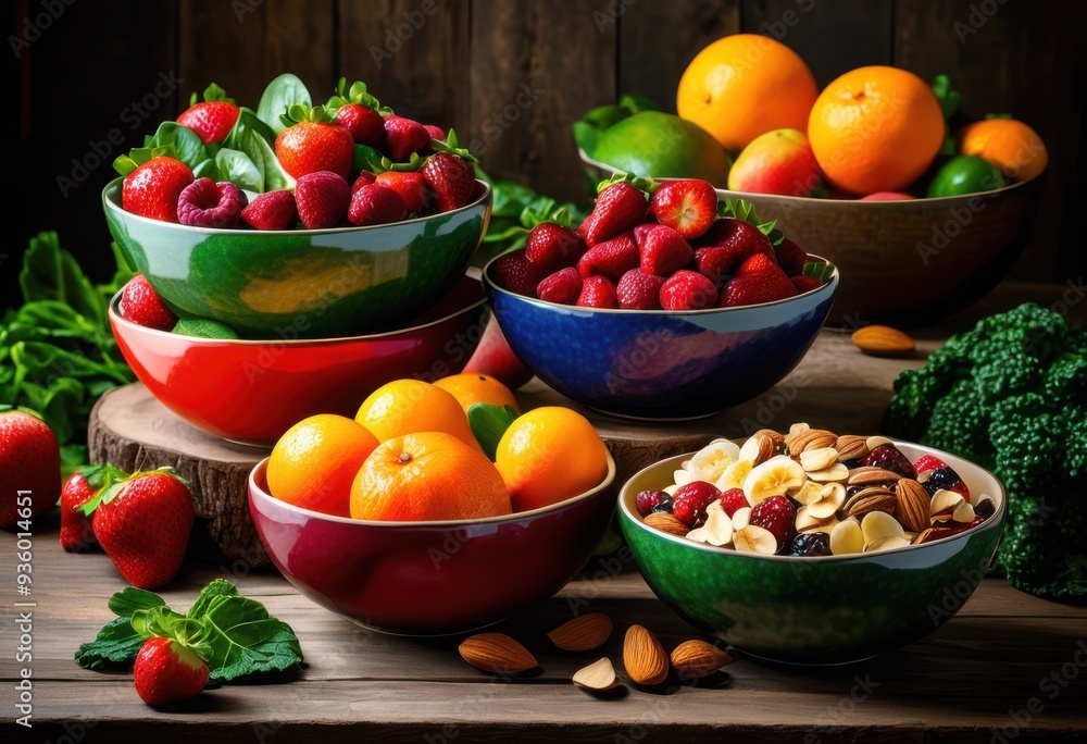 colorful bowls overflowing fresh healthy snacks vibrant culinary experience, fruits, vegetables, produce, cuisine, nourishment, nutrition, ingredients colorful bowls overflowing fresh healthy snacks vibrant culinary experience, fruits, vegetables, produce, cuisine, nourishment, nutrition, ingredients