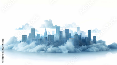 3D Flat Icon: Urban Smog and Clear Skies Concept