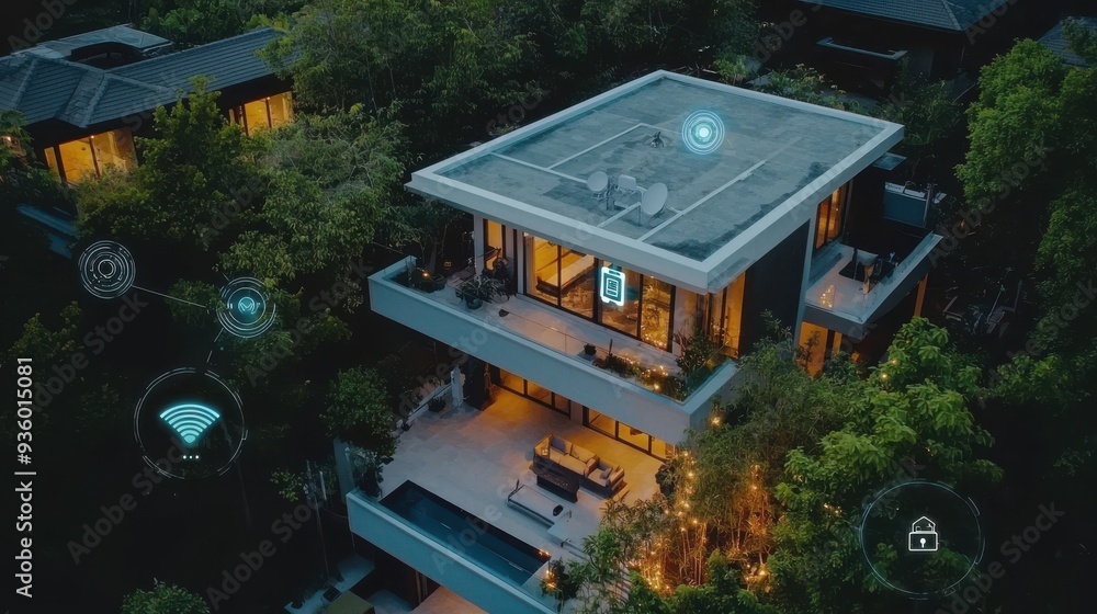 A smart home equipped with advanced security features including ... - Smart Home Security Solutions For High Rise Apartments