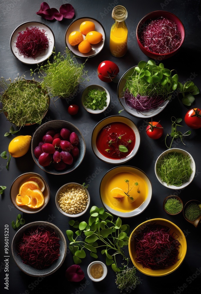 vibrant components designed stunning food visuals featuring bold artistic arrangements culinary presentation, colors, textures, dishes, ingredients vibrant components designed stunning food visuals featuring bold artistic arrangements culinary presentation, colors, textures, dishes, ingredients