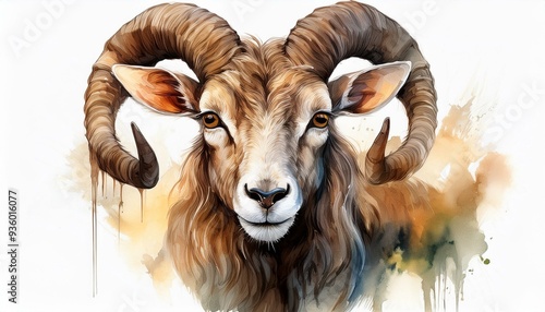 Ram in watercolor 