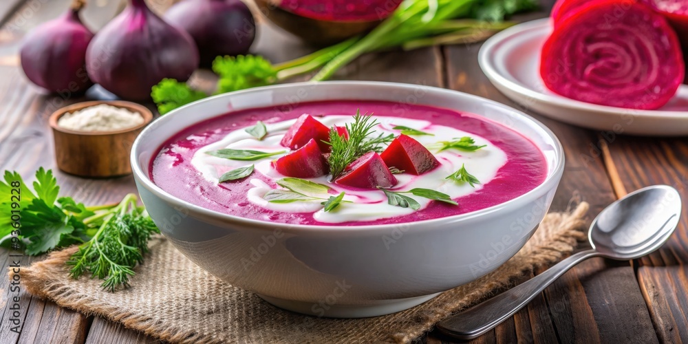 Cold soup with beets and sour milk, a refreshing and healthy summer dish , summer, refreshing, healthy, food, cuisine, vegetarian Cold soup with beets and sour milk, a refreshing and healthy summer dish , summer, refreshing, healthy, food, cuisine, vegetarian