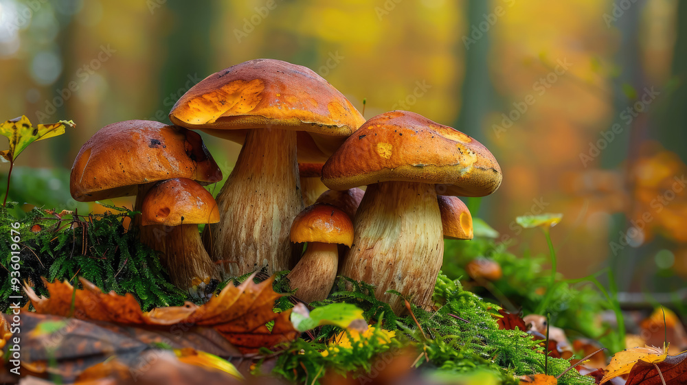 boletus among moss in autumn forest, fall, mushrooms, trees, wood, nature, beauty, macro photo, plant, beauty, season, orange, brown, ecology, eco, background, wallpaper boletus among moss in autumn forest, fall, mushrooms, trees, wood, nature, beauty, macro photo, plant, beauty, season, orange, brown, ecology, eco, background, wallpaper